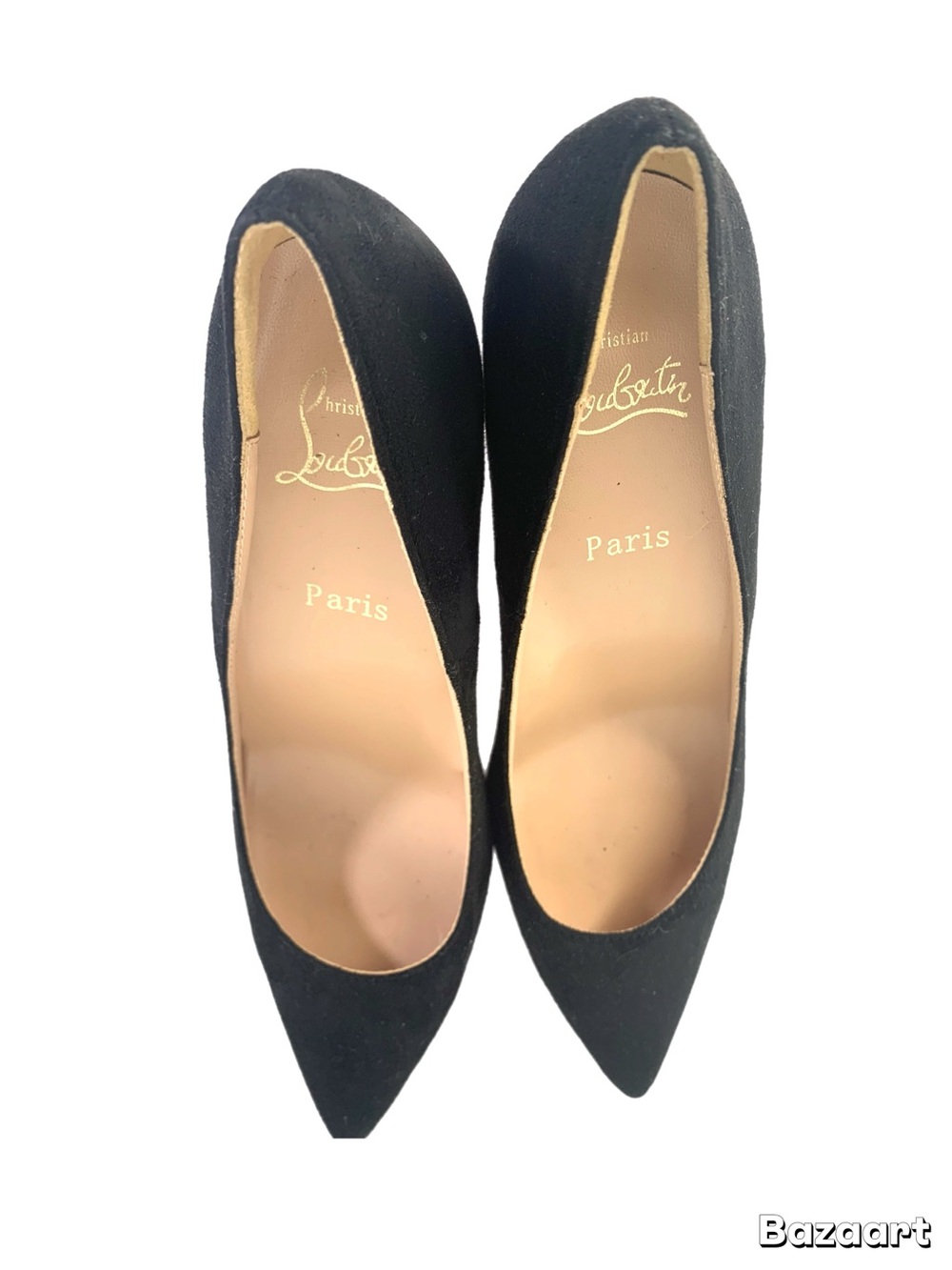 Christian Louboutin Black Pointed Toe Suede Pump with red bottom sz 43 - Picture 5 of 7